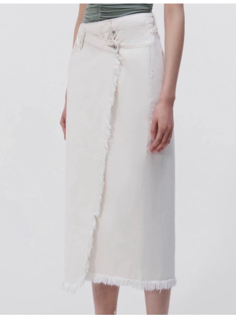 Simkhai Piper Denim MIDI asymmetrical Skirt NWOT